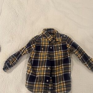 Janie and Jack Yellow and Blue Plaid Button Down Shirt